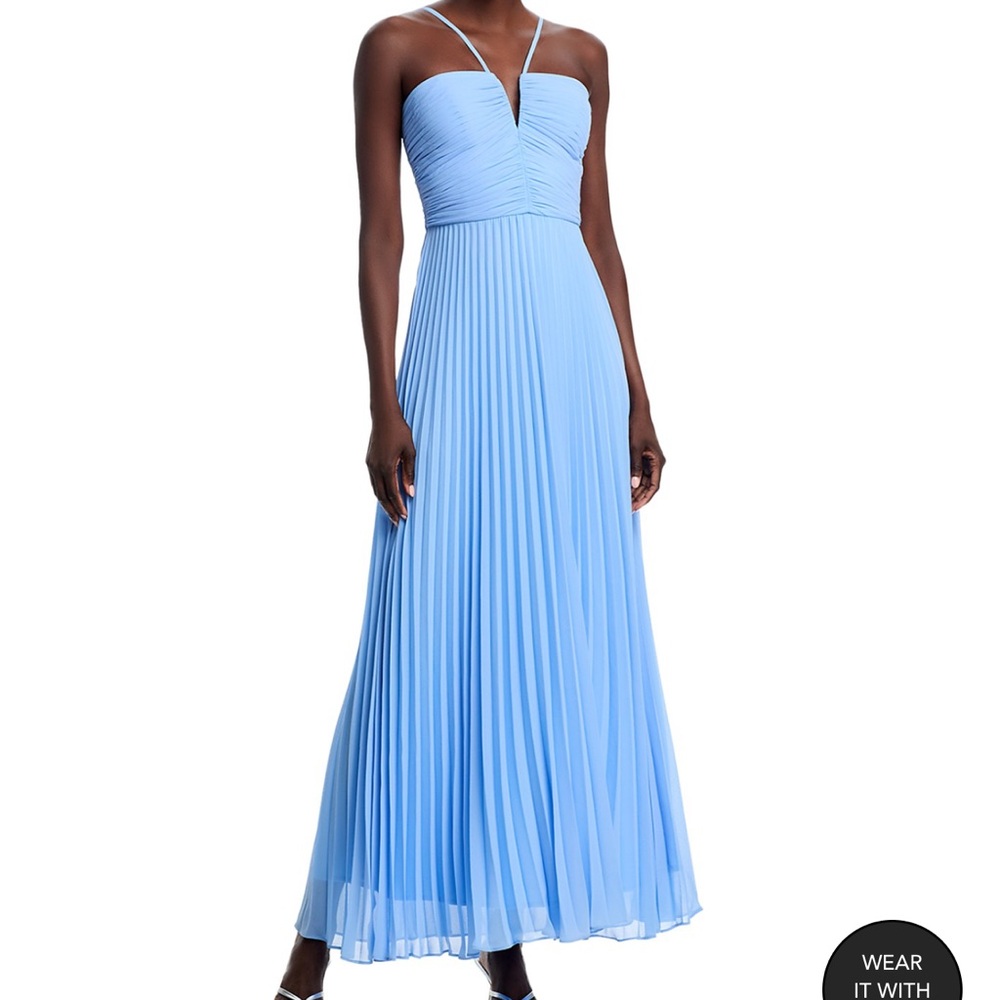 Aqua Pleated Chiffon Dress - size 16 - Periwinkle